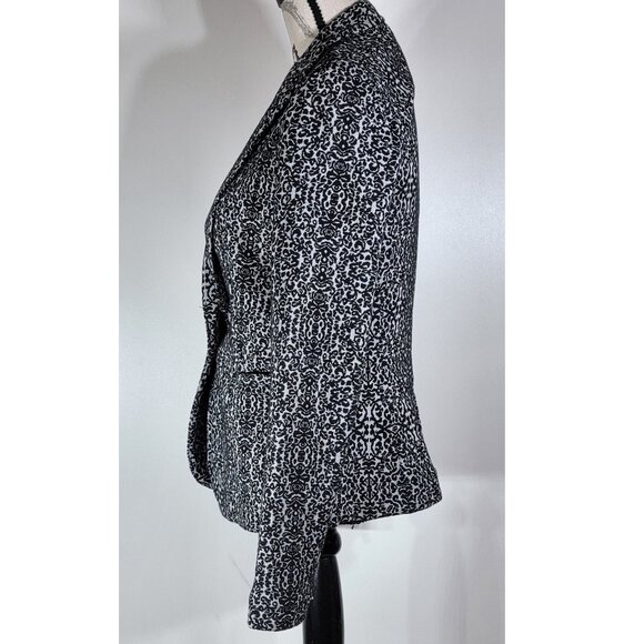 Olivia Moon Black and White Patterned Blazer, Womens Size Medium - Picture 2 of 7